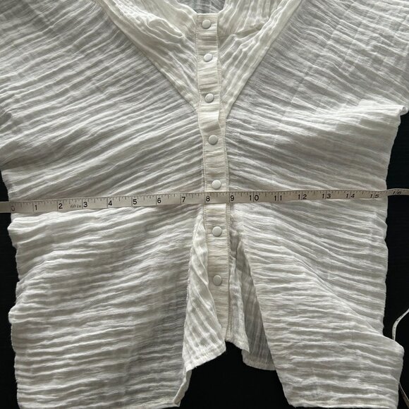 Marie Labarelle White Long‎ Sleeve Button-Up Top X-Large Cotton Blend Womens - Picture 16 of 16
